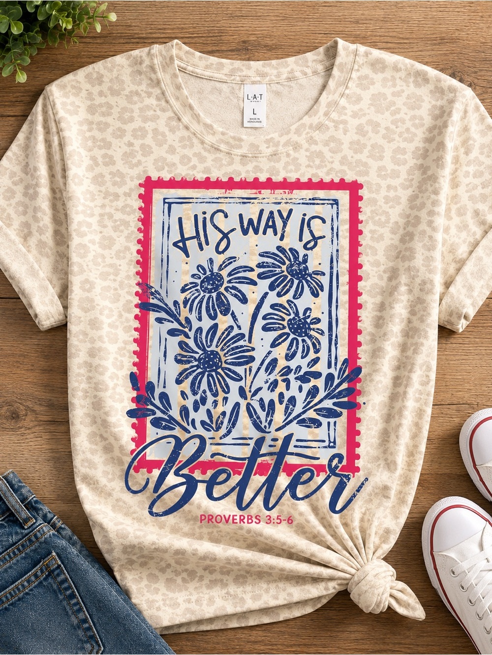 LAT Cream Short Sleeve Graphic Tee - "His Way is Better"
